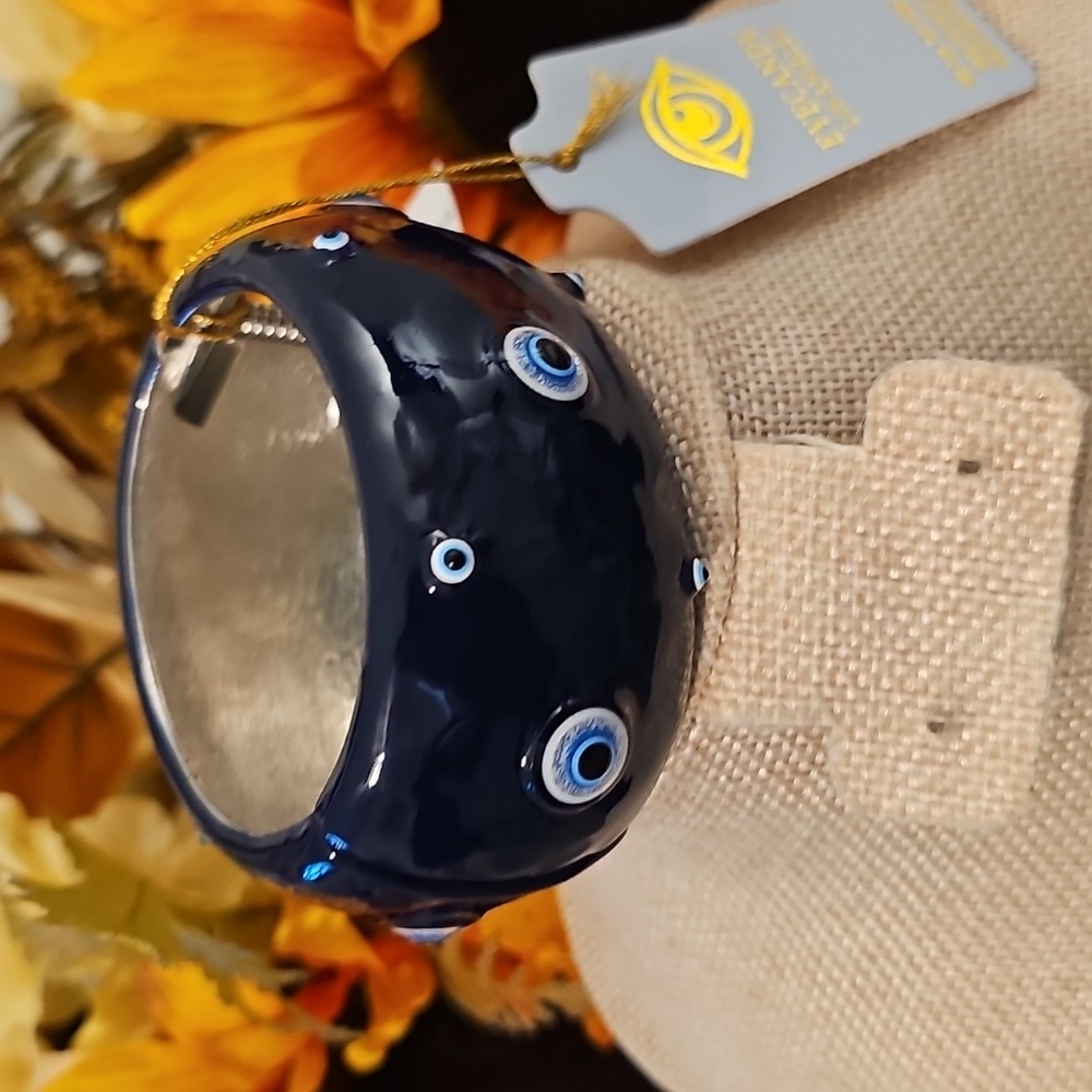 Eyecandy Los Angeles Navy Evil Eye Vangle Bracelet - Picture 3 of 6